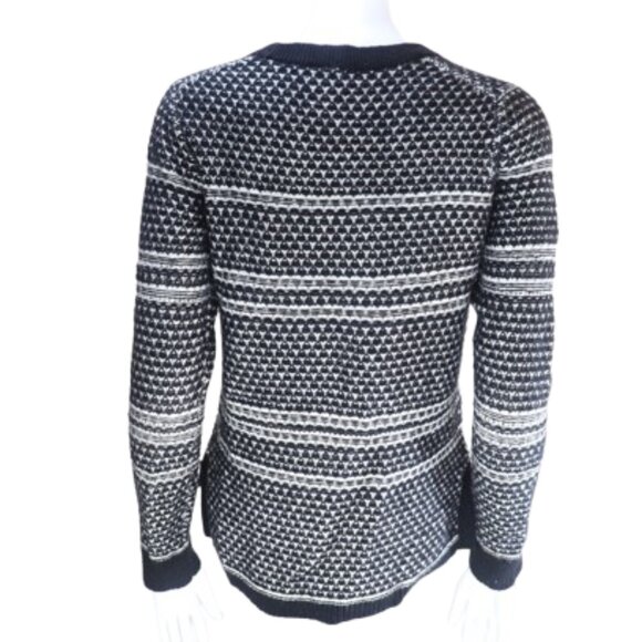 Madewell Black White Fine Knit Crew Neck Pullover Sweater Small - Picture 3 of 16
